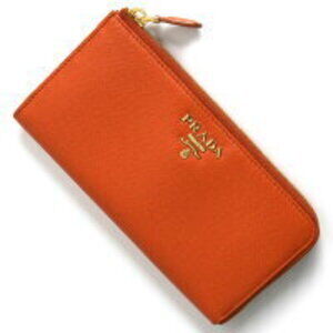 Prada Saffiano Long Wallet Billfold Arancio Orange